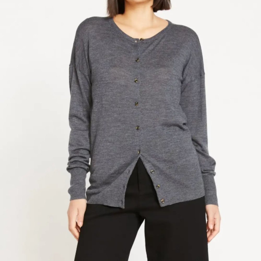 NWT! Universal Standard City Wool Cardigan in Grey Melange